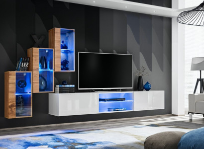 3x Wall Cabinet Living Room Furniture Living Wall 210 cm Luxury TV Stand